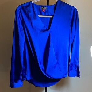 Vince Camuto Cobalt Blue Surplice Long-Sleeve Blouse